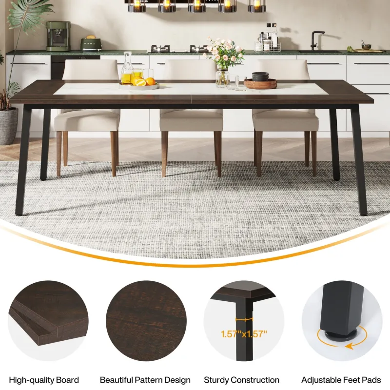Tribesigns Desks*79" Conference Table, Rectangular Executive Desk with Metal Frame