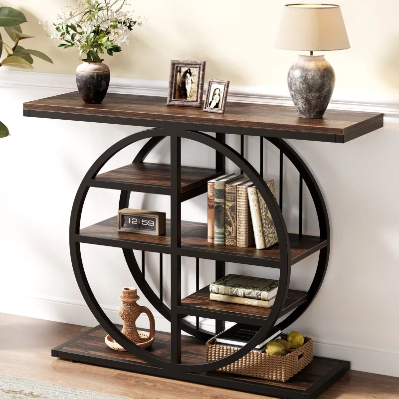 Tribesigns Console Tables|Console Tables*39" Console Table, 5 - Tier Entryway Table Sofa Table with Circle Base