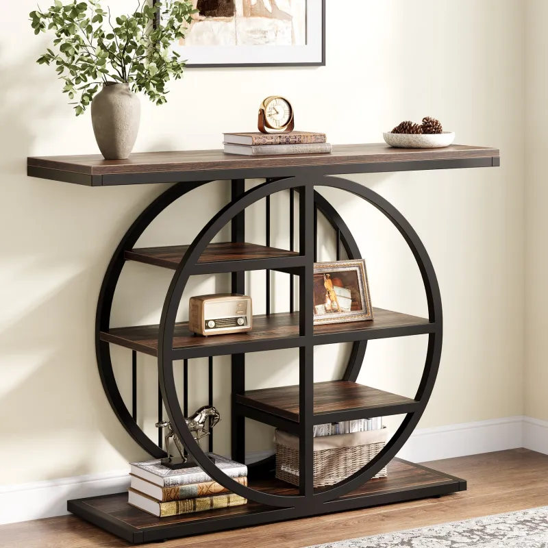 Tribesigns Console Tables|Console Tables*39" Console Table, 5 - Tier Entryway Table Sofa Table with Circle Base
