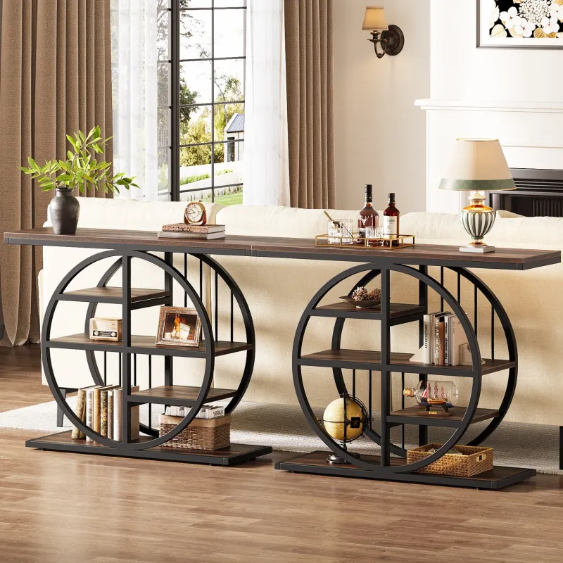 Tribesigns Console Tables|Console Tables*39" Console Table, 5 - Tier Entryway Table Sofa Table with Circle Base