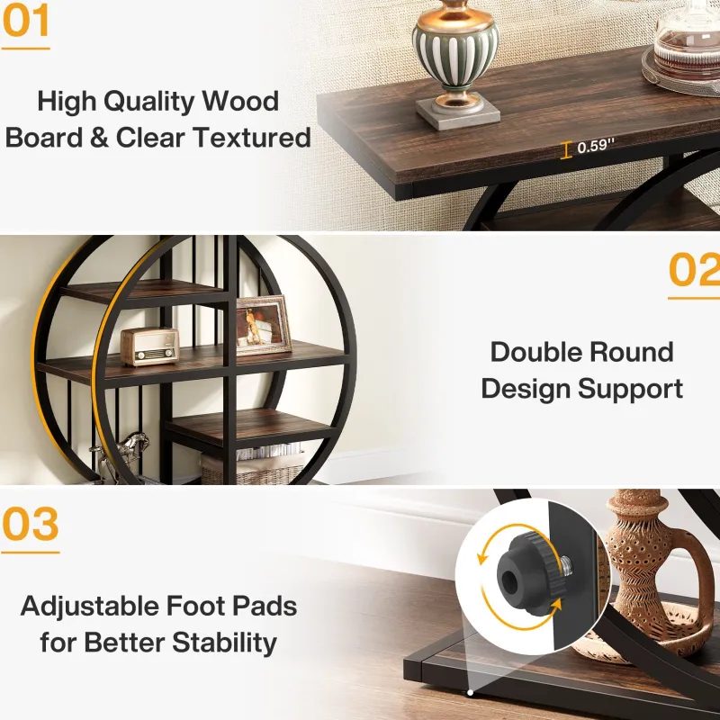Tribesigns Console Tables|Console Tables*39" Console Table, 5 - Tier Entryway Table Sofa Table with Circle Base
