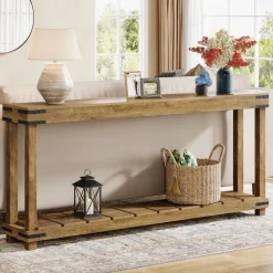 Tribesigns Console Tables|Console Tables*70.9" Console Table, 2 - Tier Entryway Table Sofa Table with Storage Shelves