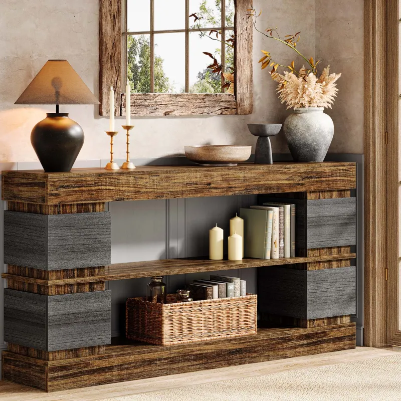 Tribesigns Console Tables|Console Tables*63" Console Table, 3 - Tier Farmhouse Hallway Sofa Table