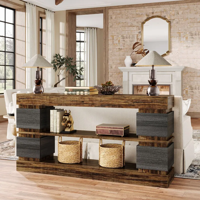Tribesigns Console Tables|Console Tables*63" Console Table, 3 - Tier Farmhouse Hallway Sofa Table