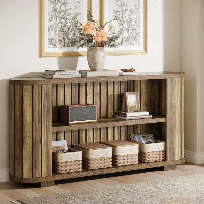 Tribesigns Console Tables|Console Tables*63" Console Table, 3 - Tier Farmhouse Entryway Table Sofa Table with Storage Shelves