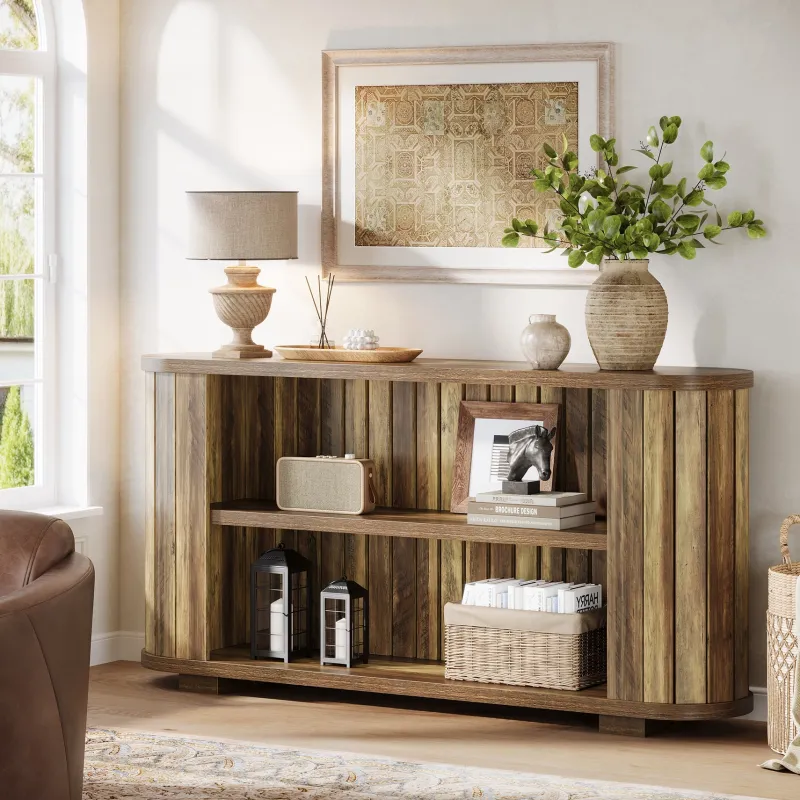 Tribesigns Console Tables|Console Tables*63" Console Table, 3 - Tier Farmhouse Entryway Table Sofa Table with Storage Shelves