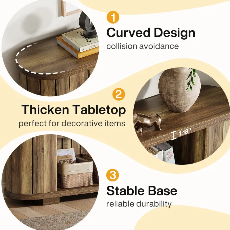 Tribesigns Console Tables|Console Tables*63" Console Table, 3 - Tier Farmhouse Entryway Table Sofa Table with Storage Shelves