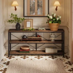 Tribesigns Tv Stands*70.9" Console Table, 3 - Tier Sofa Table with Metal Frame