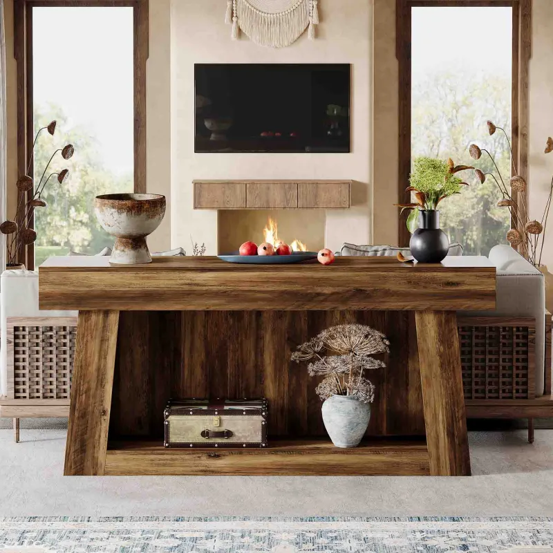 Tribesigns Console Tables|Console Tables*63" Console Table, Farmhouse 2 - Tier Sofa Table Entryway Table with Storage