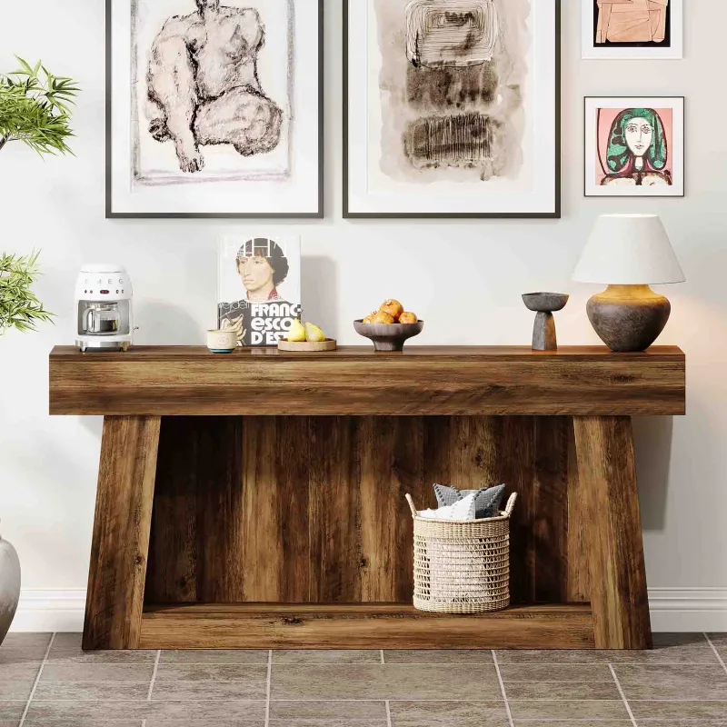 Tribesigns Console Tables|Console Tables*63" Console Table, Farmhouse 2 - Tier Sofa Table Entryway Table with Storage