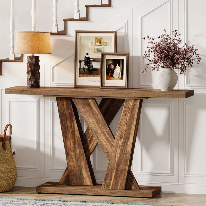 Tribesigns Console Tables|Console Tables*55" Console Table, Farmhouse Entryway Table With Geometric Base