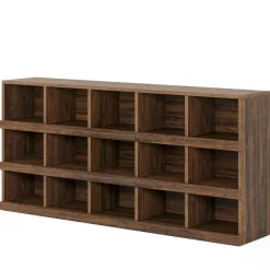 Tribesigns Console Tables|Console Tables*63" Console Table, Farmhouse 4 - Tier Sofa Table with 15 Storage Cubes