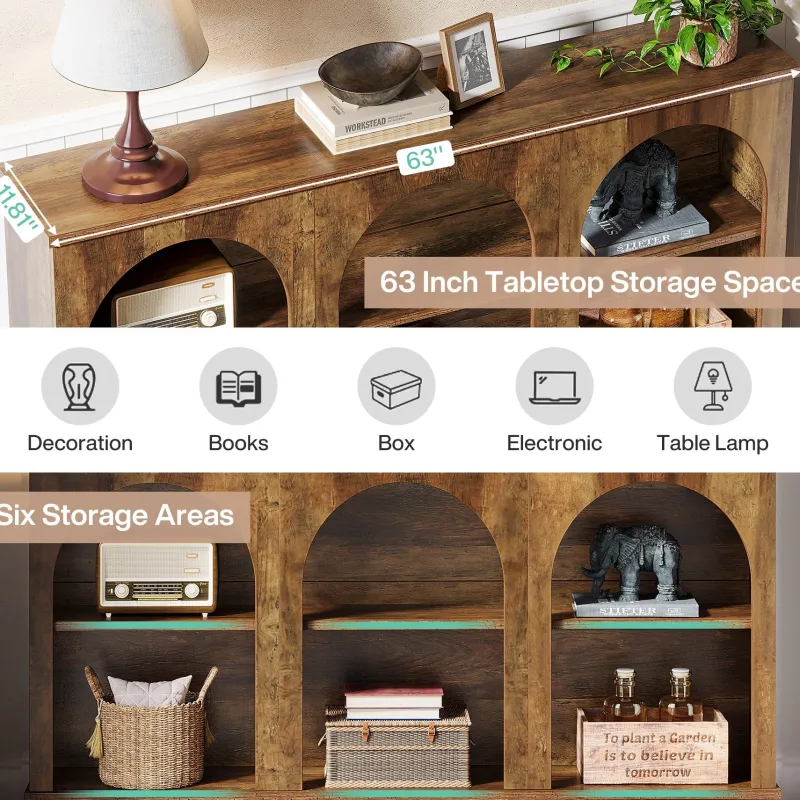 Tribesigns Console Tables|Console Tables*63" Console Table, Farmhouse Entryway Table with 3 Tier Storage
