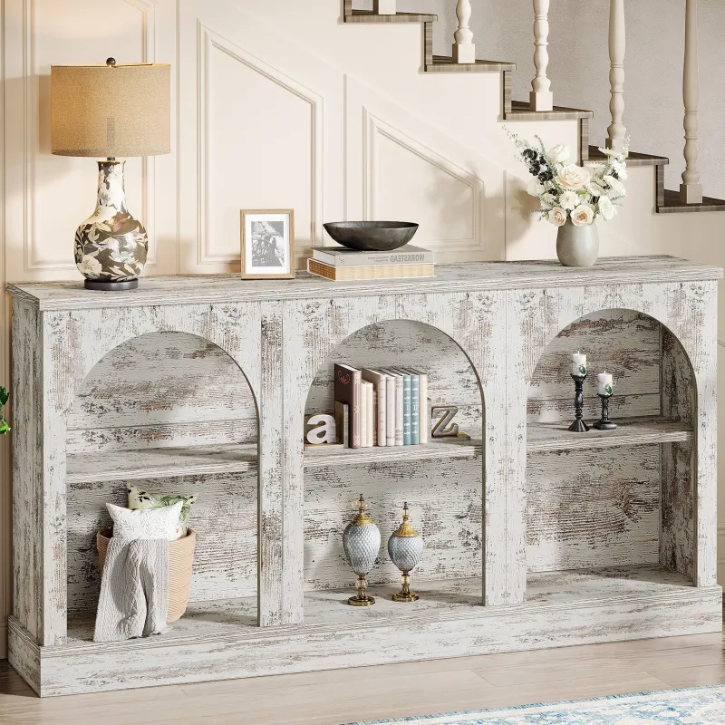 Tribesigns Console Tables|Console Tables*63" Console Table, Farmhouse Entryway Table with 3 Tier Storage