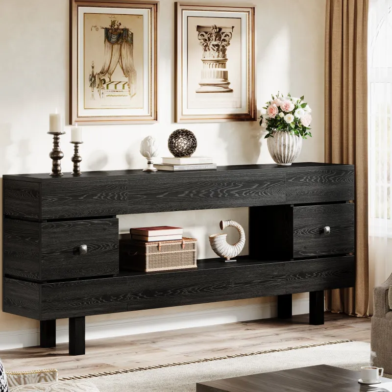 Tribesigns Console Tables|Console Tables*70.8" Console Table, Farmhouse 2 - Tier Entryway Table with Display Shelf