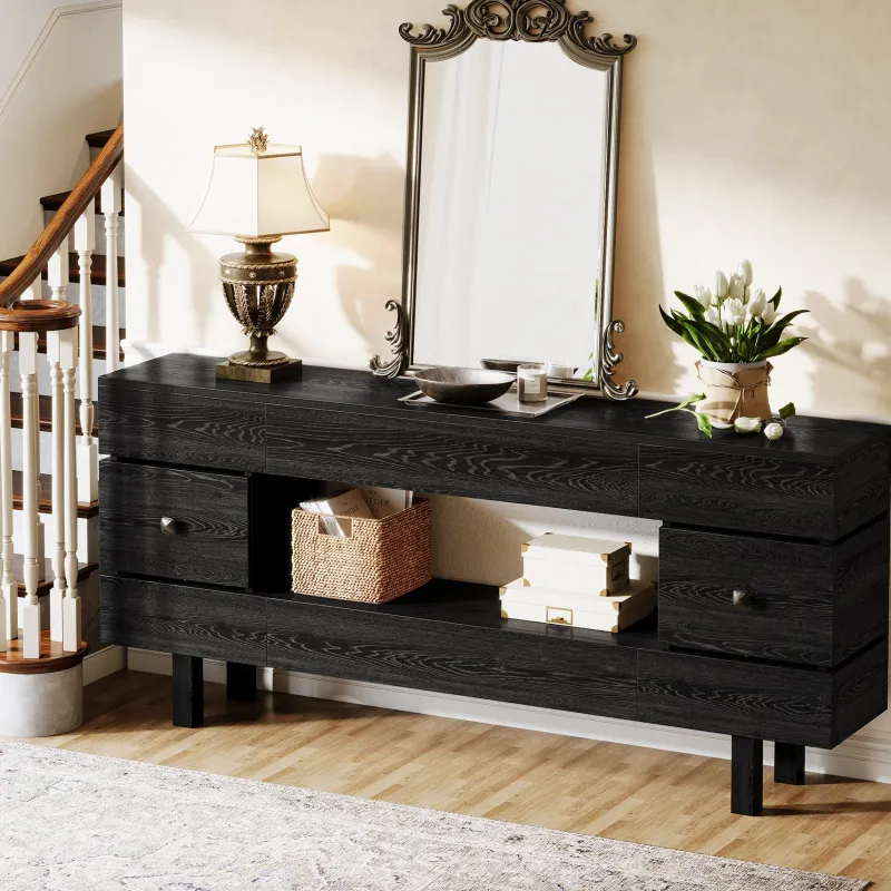 Tribesigns Console Tables|Console Tables*70.8" Console Table, Farmhouse 2 - Tier Entryway Table with Display Shelf