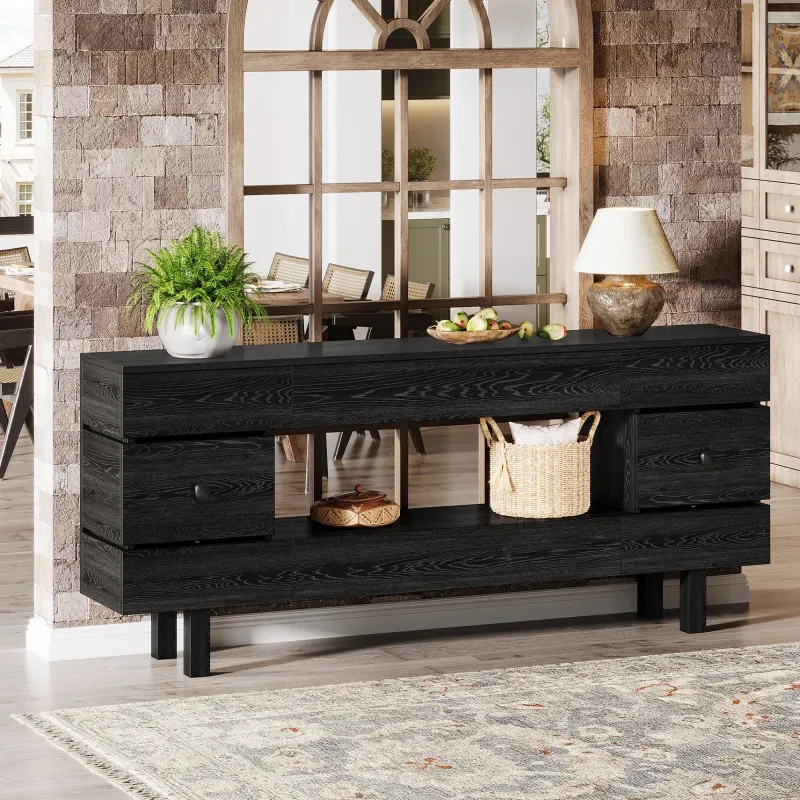 Tribesigns Console Tables|Console Tables*70.8" Console Table, Farmhouse 2 - Tier Entryway Table with Display Shelf