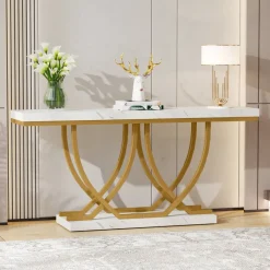 Tribesigns Console Tables|Console Tables*59" Console Table, Faux Marble Entryway Sofa Table Behind The Couch