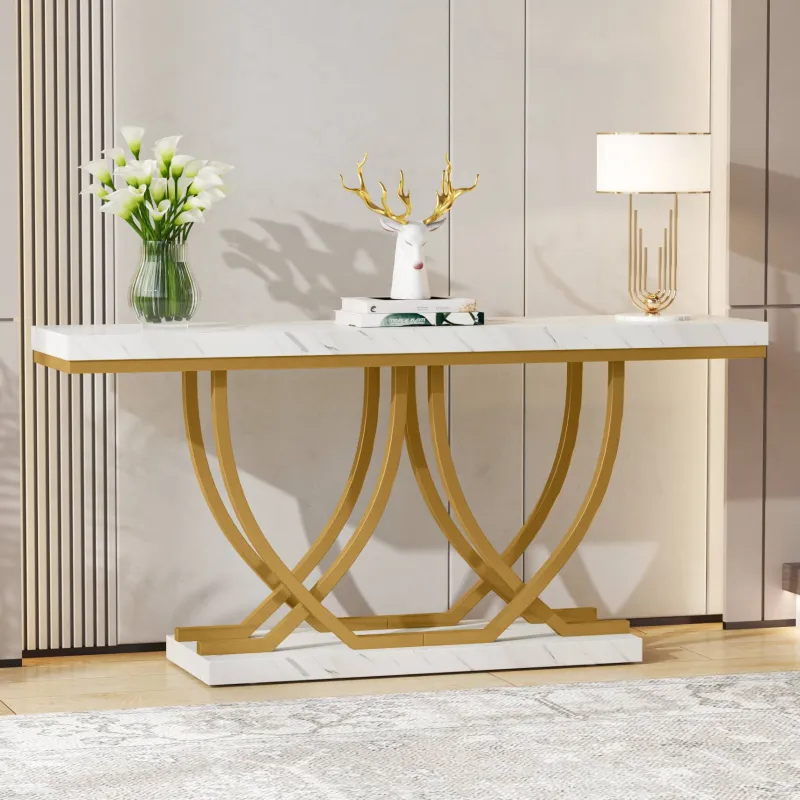 Tribesigns Console Tables|Console Tables*59" Console Table, Faux Marble Entryway Sofa Table Behind The Couch