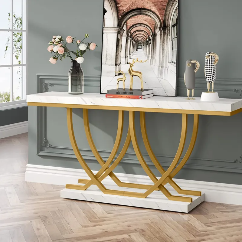 Tribesigns Console Tables|Console Tables*59" Console Table, Faux Marble Entryway Sofa Table Behind The Couch
