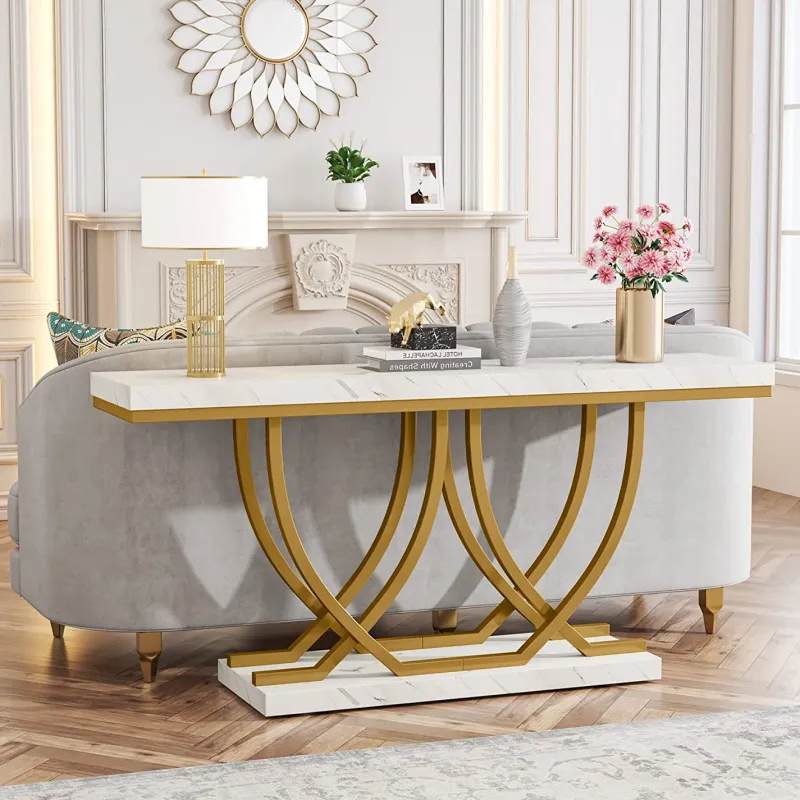 Tribesigns Console Tables|Console Tables*59" Console Table, Faux Marble Entryway Sofa Table Behind The Couch