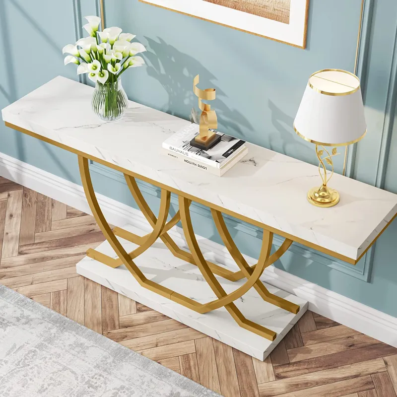 Tribesigns Console Tables|Console Tables*59" Console Table, Faux Marble Entryway Sofa Table Behind The Couch