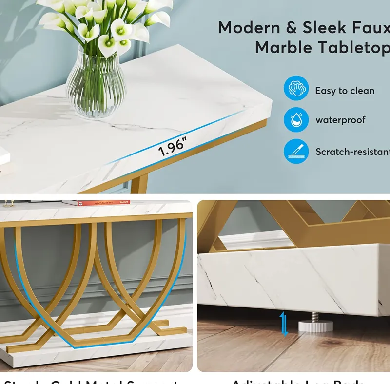 Tribesigns Console Tables|Console Tables*59" Console Table, Faux Marble Entryway Sofa Table Behind The Couch