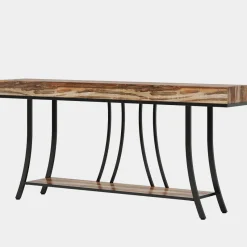 Tribesigns Console Tables|Console Tables*70.9" Console Table, Industrial Narrow Sofa Table with Storage Shelves