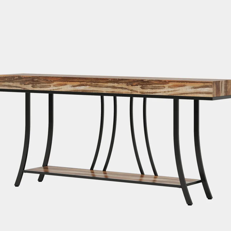 Tribesigns Console Tables|Console Tables*70.9" Console Table, Industrial Narrow Sofa Table with Storage Shelves