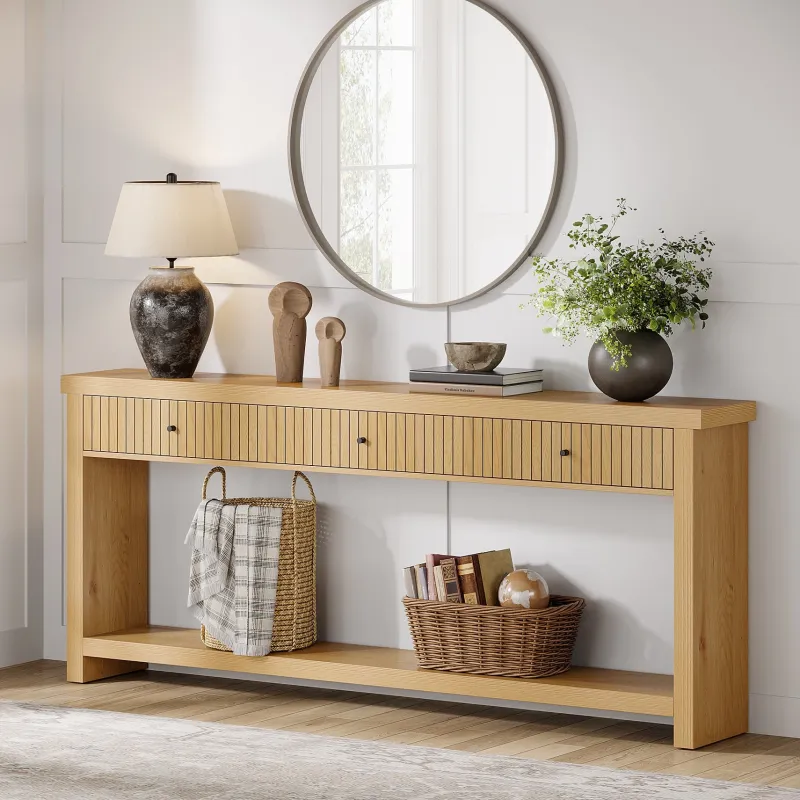 Tribesigns Console Tables|Console Tables*70.9" Console Table, Long Wood Sofa Table with 3 Drawers
