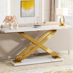 Tribesigns Console Tables|Console Tables*55" Console Table Modern Faux Marble Sofa Entryway Table