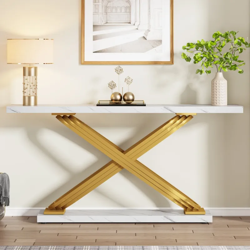 Tribesigns Console Tables|Console Tables*55" Console Table Modern Faux Marble Sofa Entryway Table