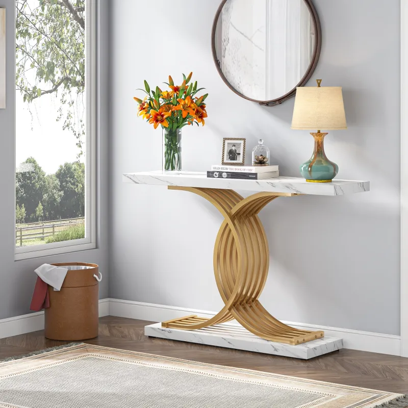 Tribesigns Console Tables|Console Tables*39" Console Table, Narrow Faux Marble Entryway Hallway Sofa Table