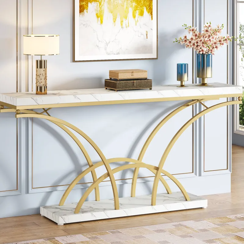 Tribesigns Console Tables|Console Tables*70.9" Console Table, Sofa Table with Faux Marble Tabletop for Entryway