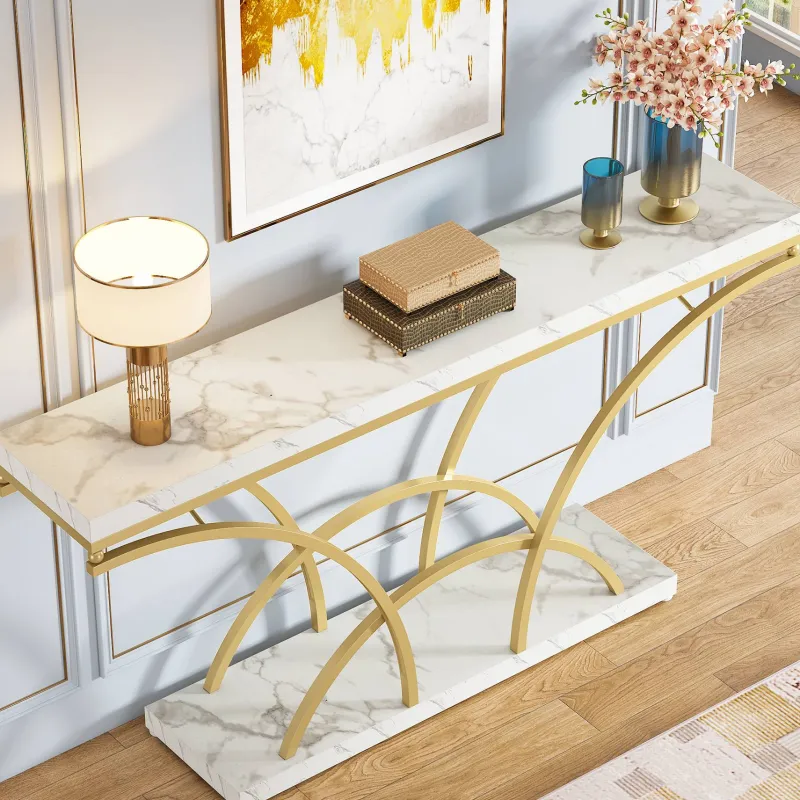 Tribesigns Console Tables|Console Tables*70.9" Console Table, Sofa Table with Faux Marble Tabletop for Entryway