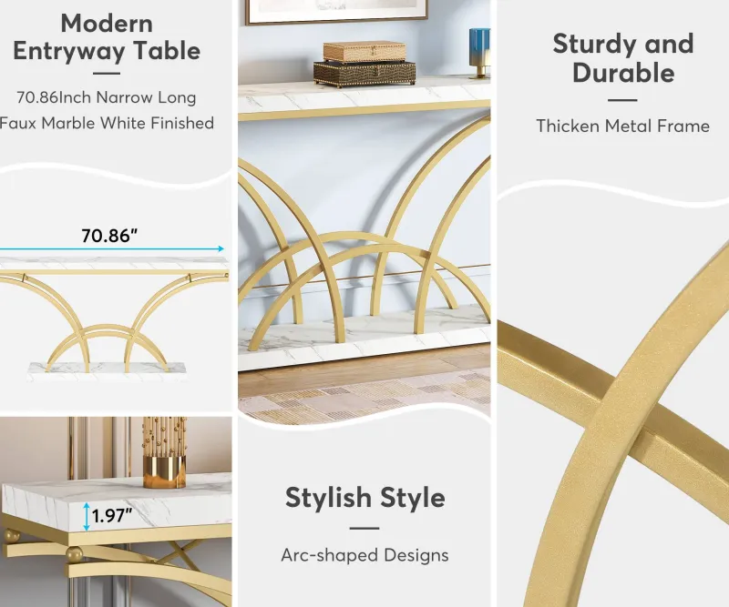 Tribesigns Console Tables|Console Tables*70.9" Console Table, Sofa Table with Faux Marble Tabletop for Entryway