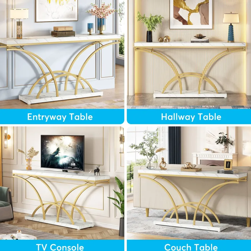 Tribesigns Console Tables|Console Tables*70.9" Console Table, Sofa Table with Faux Marble Tabletop for Entryway