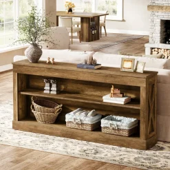 Tribesigns Console Tables|Console Tables*63" Console Table, Vintage Entryway Table with 3 - Tier Storage Shelf