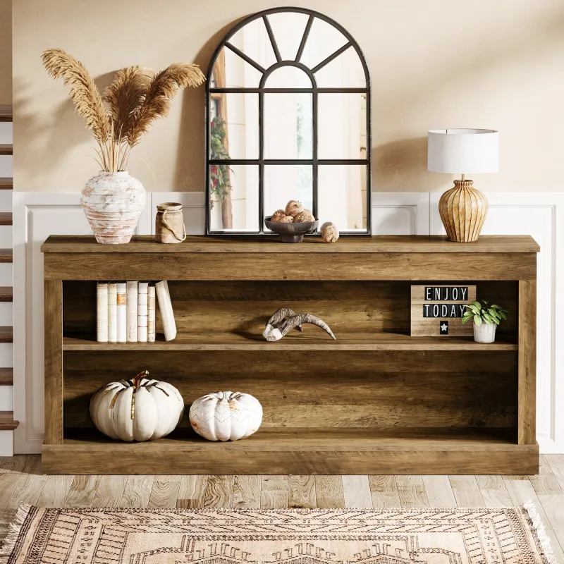 Tribesigns Console Tables|Console Tables*63" Console Table, Vintage Entryway Table with 3 - Tier Storage Shelf