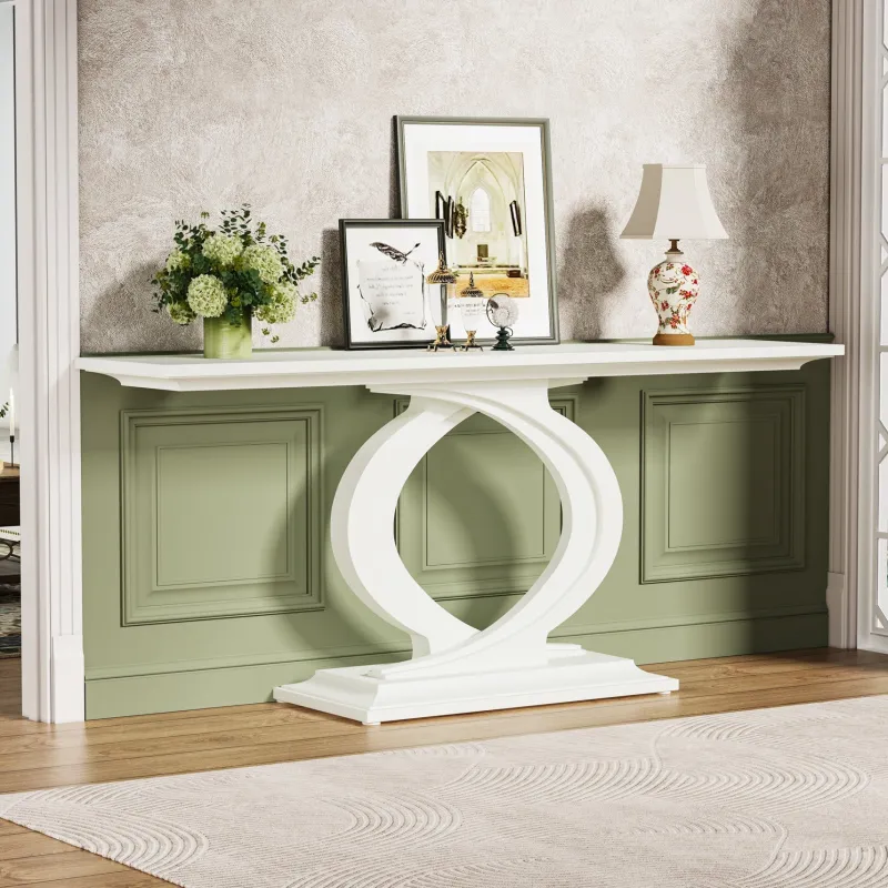 Tribesigns Console Tables|Console Tables*59" Console Table, Wood Narrow Sofa Table with Double Arc Base