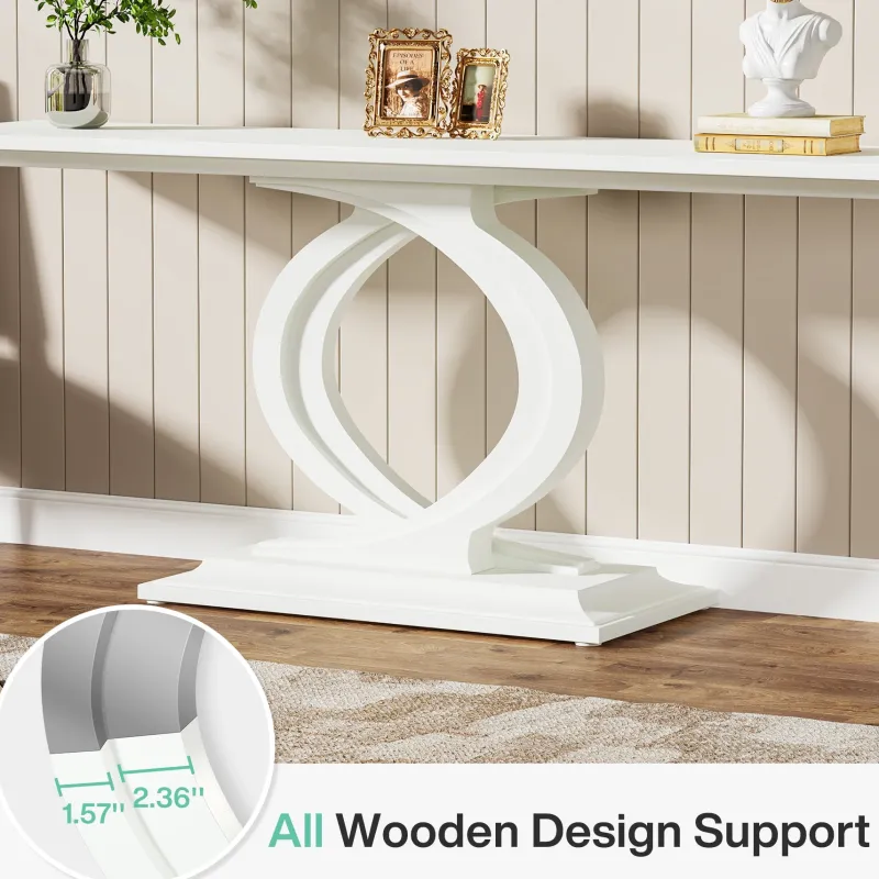 Tribesigns Console Tables|Console Tables*59" Console Table, Wood Narrow Sofa Table with Double Arc Base