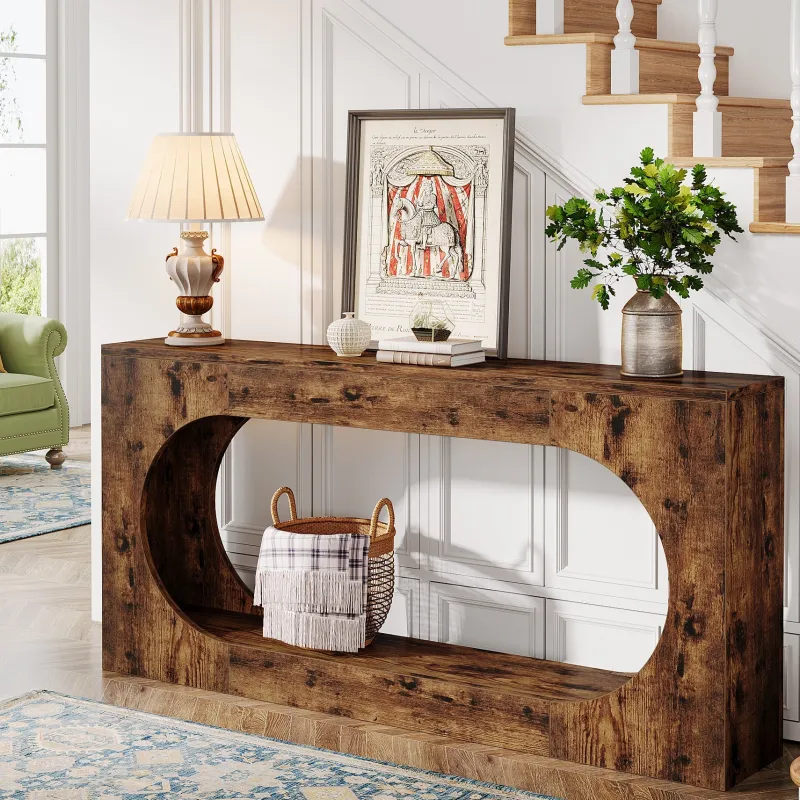 Tribesigns Console Tables|Console Tables*63" Console Table, Wood Sofa Table Behind Couch with 2 - Tier Storage Shelf