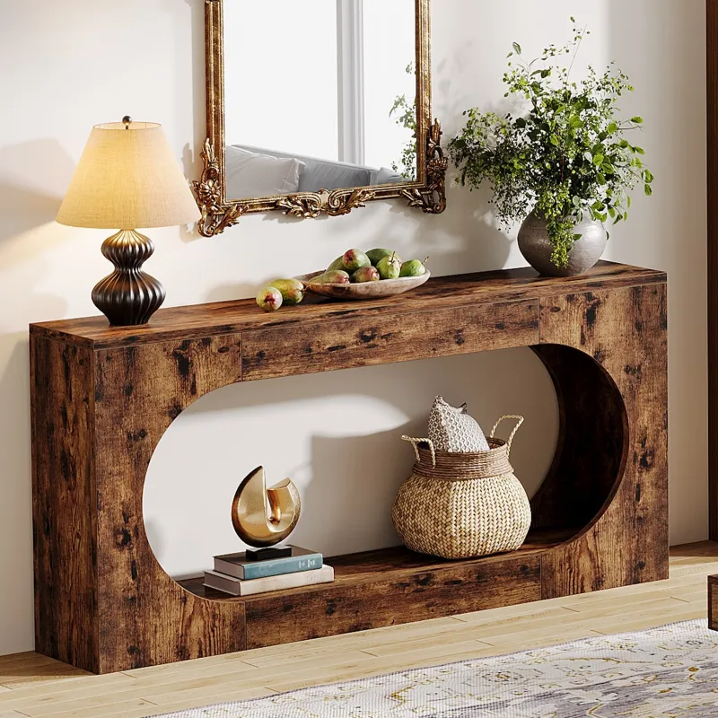 Tribesigns Console Tables|Console Tables*63" Console Table, Wood Sofa Table Behind Couch with 2 - Tier Storage Shelf