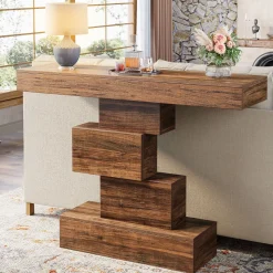Tribesigns Console Tables|Console Tables*42" Console Table, Wood Sofa Table Accent Table with Geometric Base