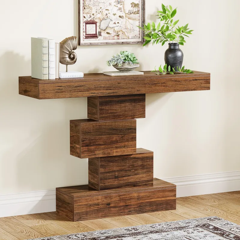 Tribesigns Console Tables|Console Tables*42" Console Table, Wood Sofa Table Accent Table with Geometric Base