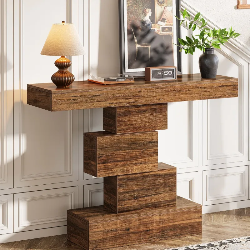 Tribesigns Console Tables|Console Tables*42" Console Table, Wood Sofa Table Accent Table with Geometric Base