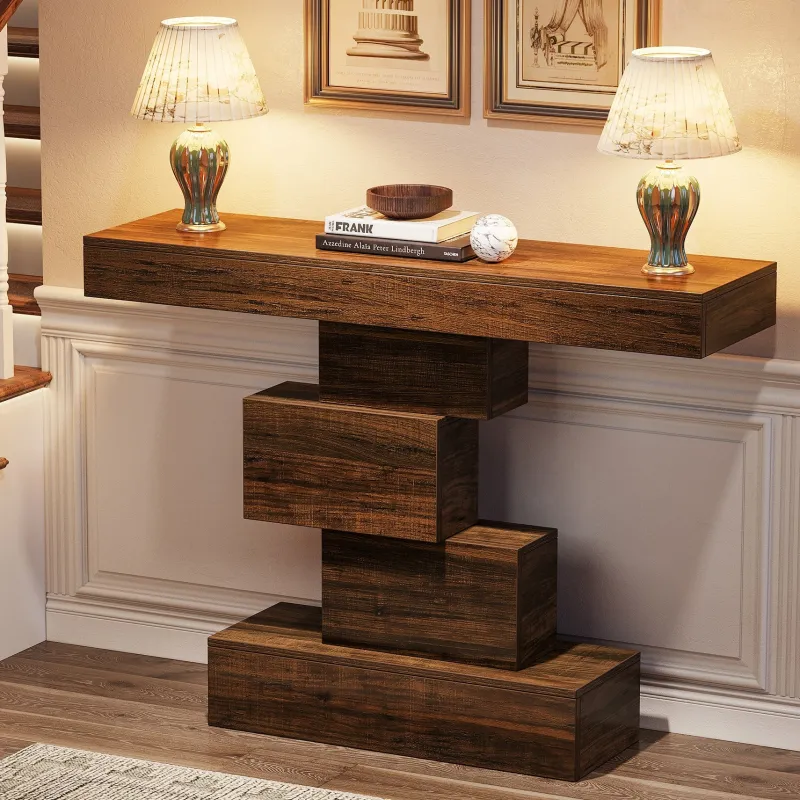 Tribesigns Console Tables|Console Tables*42" Console Table, Wood Sofa Table Accent Table with Geometric Base