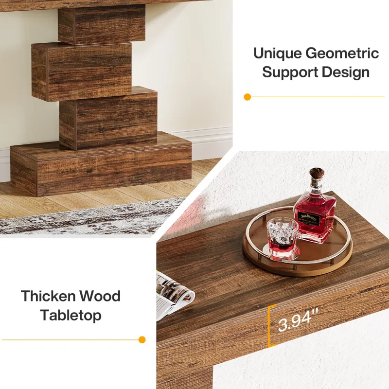 Tribesigns Console Tables|Console Tables*42" Console Table, Wood Sofa Table Accent Table with Geometric Base