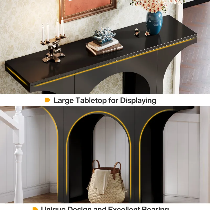 Tribesigns Console Tables|Console Tables*47" Console Table, Wooden Entryway Table Sofa Table with Arch Base