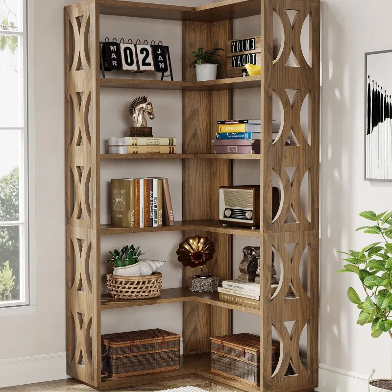 Tribesigns Bookcases & Bookshelves|Bookcases & Bookshelves*66" Corner Bookshelf, 5 - Tier Bookcase Etagere Display Shelf